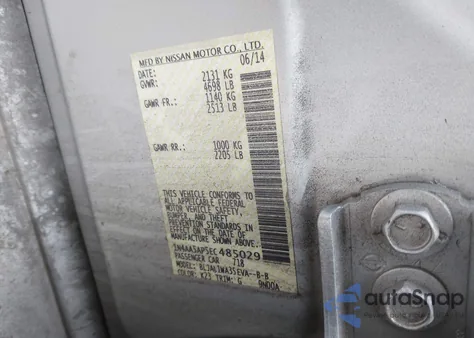 2014 Nissan Maxima 3.5 Sv from USA, damaged, VIN 1N4AA5AP5EC485029